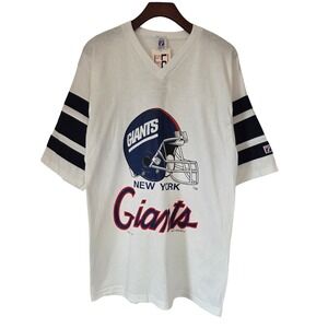 Vintage Logo 7 T-Shirt Vintage 1990 NY‎ Giants NFL Women Large White NWD - *Hole